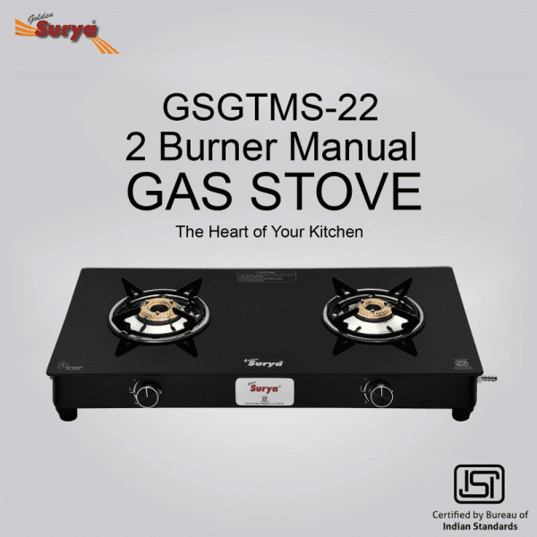 CXJ-22 MS (Golden Surya Gas Stove 2 Burner Black Manual Ignition Toughened Glass Top Gas Stove) - Image 4