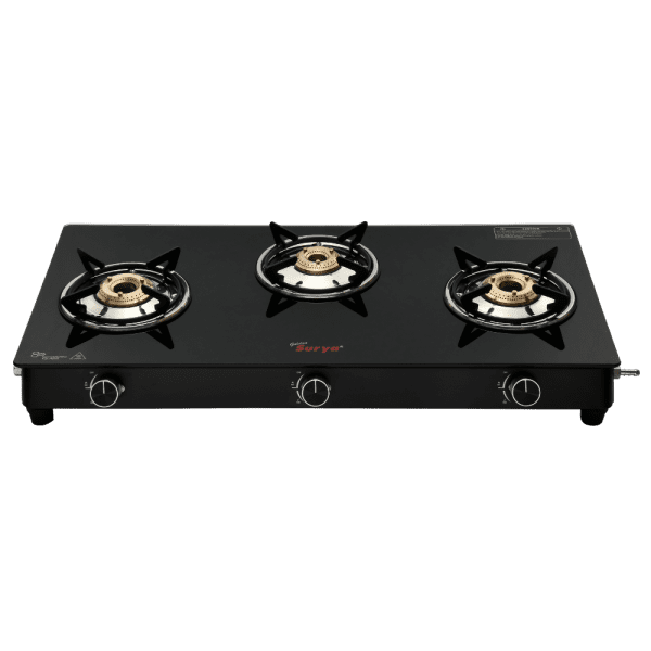 CXJ-32 MS (Golden Surya Gas Stove 3 Burner Black Manual Ignition Toughened Glass Top PNG Gas Stove) - Image 2