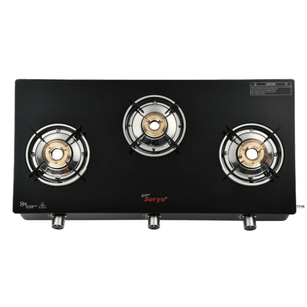 CXJ-32 MS (Golden Surya Gas Stove 3 Burner Black Manual Ignition Toughened Glass Top PNG Gas Stove) - Image 3
