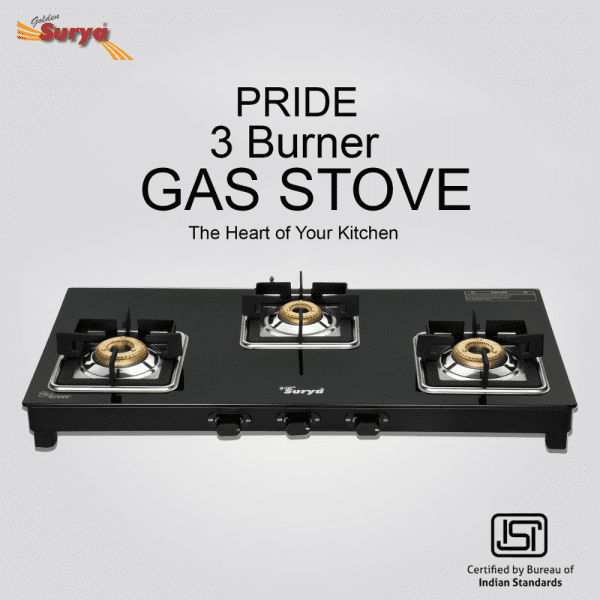 CXJ-32 MS Pride (Golden Surya Premium Toughened Glass Top Manual Ignition 3 Burner Gas Stove) - Image 4