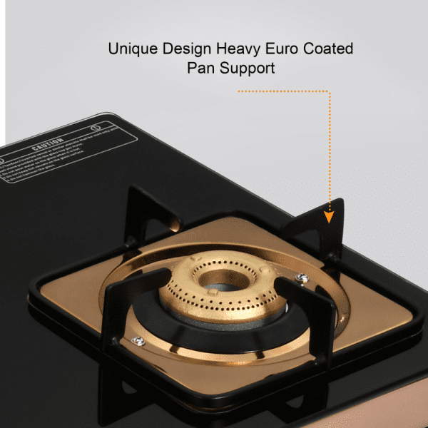 CXJ-32 Desire (Golden Surya Premium Toughened Glass Top Stainless Steel Body Manual Ignition Forged Brass 3 Burner Rose Gold Finish Gas Stove) - Image 5