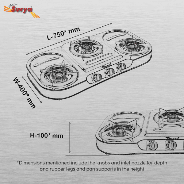 Dura (Golden Surya Classic Premium Stainless Steel Manual Ignition 3 Burner Gas Stove) - Image 4