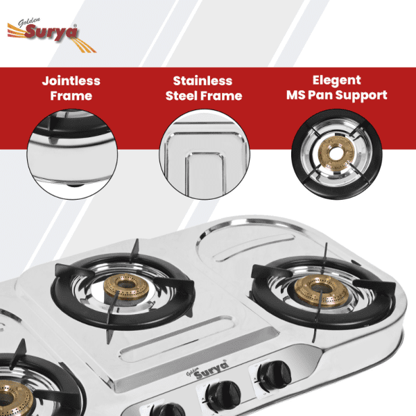 Dura (Golden Surya Classic Premium Stainless Steel Manual Ignition 3 Burner Gas Stove) - Image 5