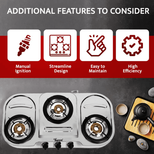 Dura (Golden Surya Classic Premium Stainless Steel Manual Ignition 3 Burner Gas Stove) - Image 8