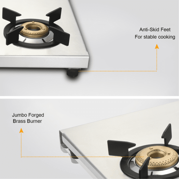 SPLENDOR FORGED 3B (Golden Surya Premium Stainless Steel Manual Ignition Heavy Forged Brass 3 Burner Gas Stove) - Image 8