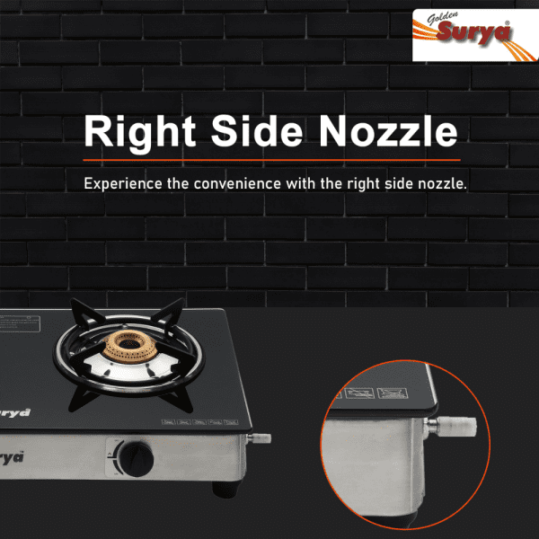 CXJ-22 Smart SS (Golden Surya Gas Stove 2 Burner Black Manual Ignition Toughened Glass Top Gas Stove) - Image 5