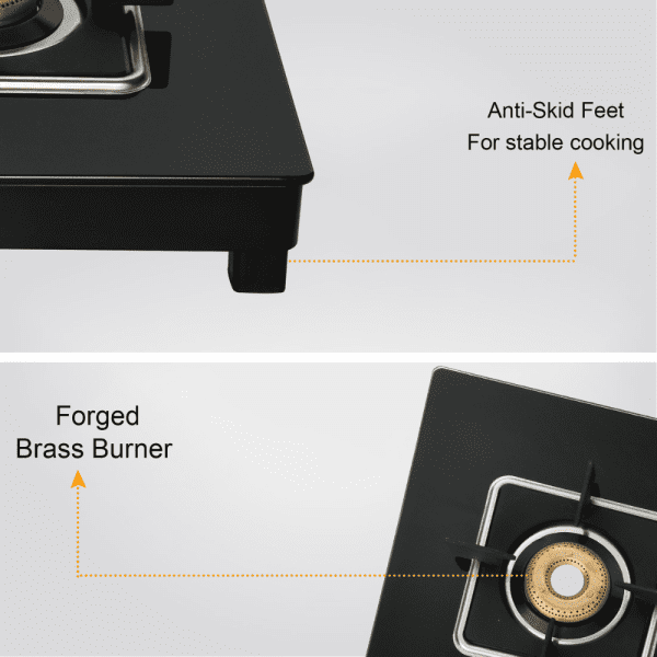 CXJ-32 MS ACCORD (Golden Surya Premium Toughened Glass Top Manual Ignition 3 Forged Brass Burner Gas Stove) - Image 9