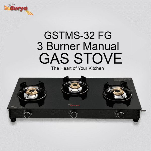 CXJ-32 MS Flame Guard (Golden Surya Premium Toughened Glass Top Manual Ignition 3 High-efficiency Brass Burner Gas Stove) - Image 4