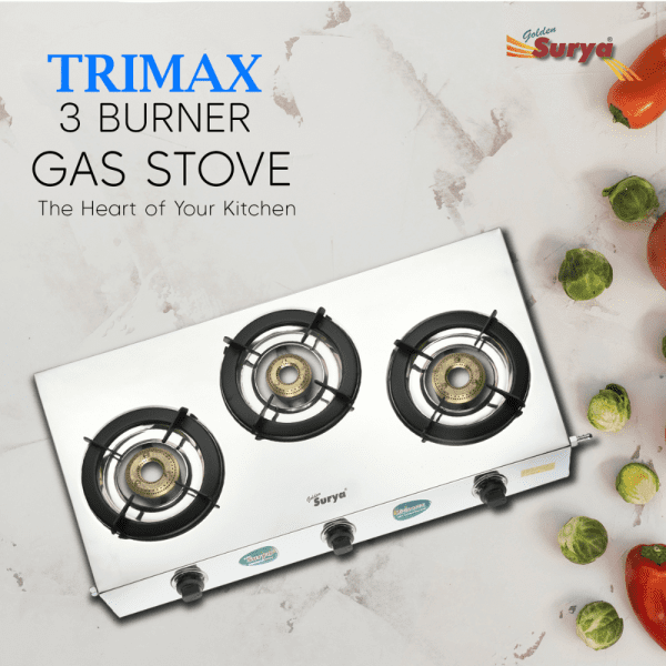 Trimax (Classic Premium Stainless Steel Manual Ignition Heavy Brass 3 Burner Gas Stove) - Image 4
