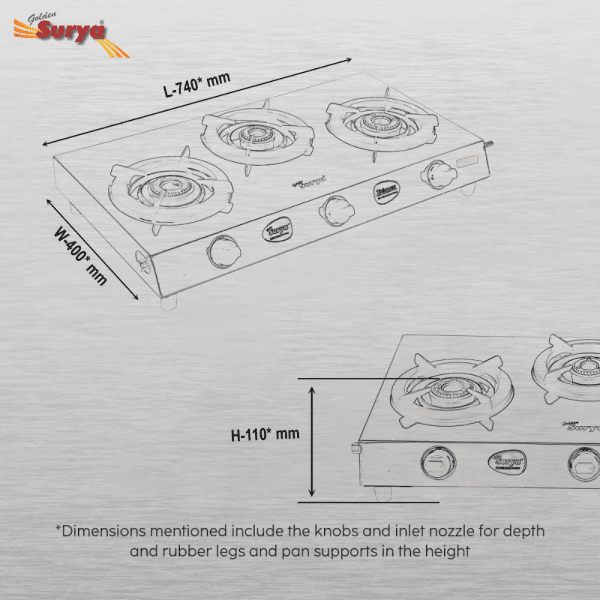 Trimax (Classic Premium Stainless Steel Manual Ignition Heavy Brass 3 Burner Gas Stove) - Image 5