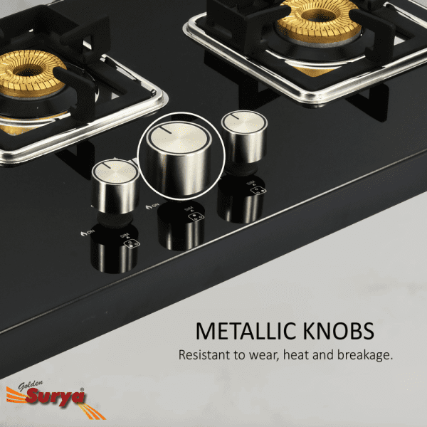 CXJ-32 MS ELITE HOB TOP (Golden Surya Gas Stove 3 Burner Hob Top Black Manual Ignition Toughened Glass Top Gas Stove) - Image 8